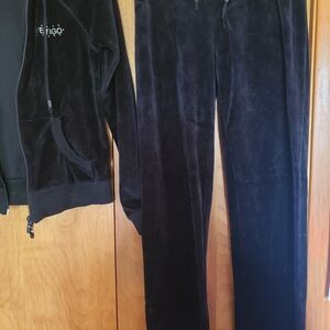 Vertigo Paris Black Velour Drawstring Pants With Matching Jacket/Hoodie